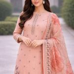 Premium Lawn 3-Piece Suit – Elegant Peach Embroidered Summer Collection